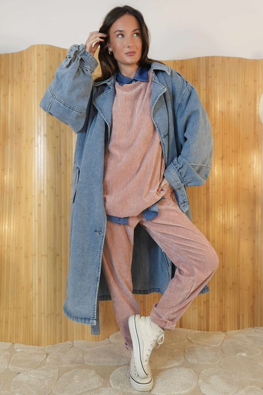 Drift Stretch Velour Top Rose